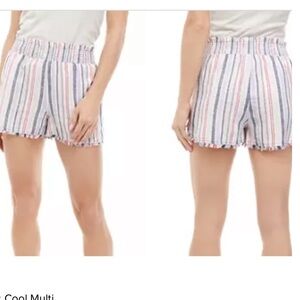 True CRAFT Smocked Waist Frayed Hem Shorts Striped Women’s (Sz XL)